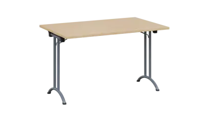 SLA 125 lak skládací jednací stůl 1250x800, deska 25 mm, podnož stříbrný lak, deska bříza světlá